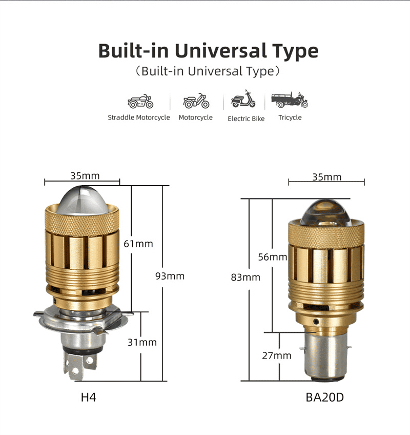 RV11 Bi-LED Motorcycle Headlight Bulb H4 32W 16000 Lumens Dual Color