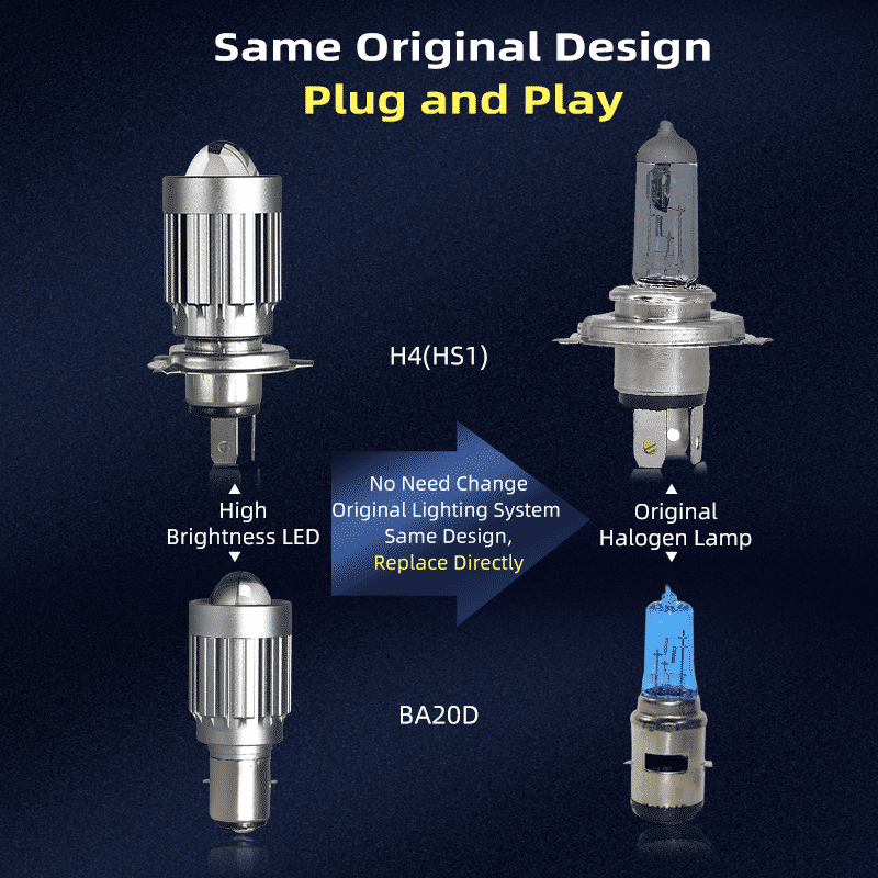 V10 Motorcycle LED Headlight Bulb: 12000Lm Dual-Color 24W Hi/Lo Beam