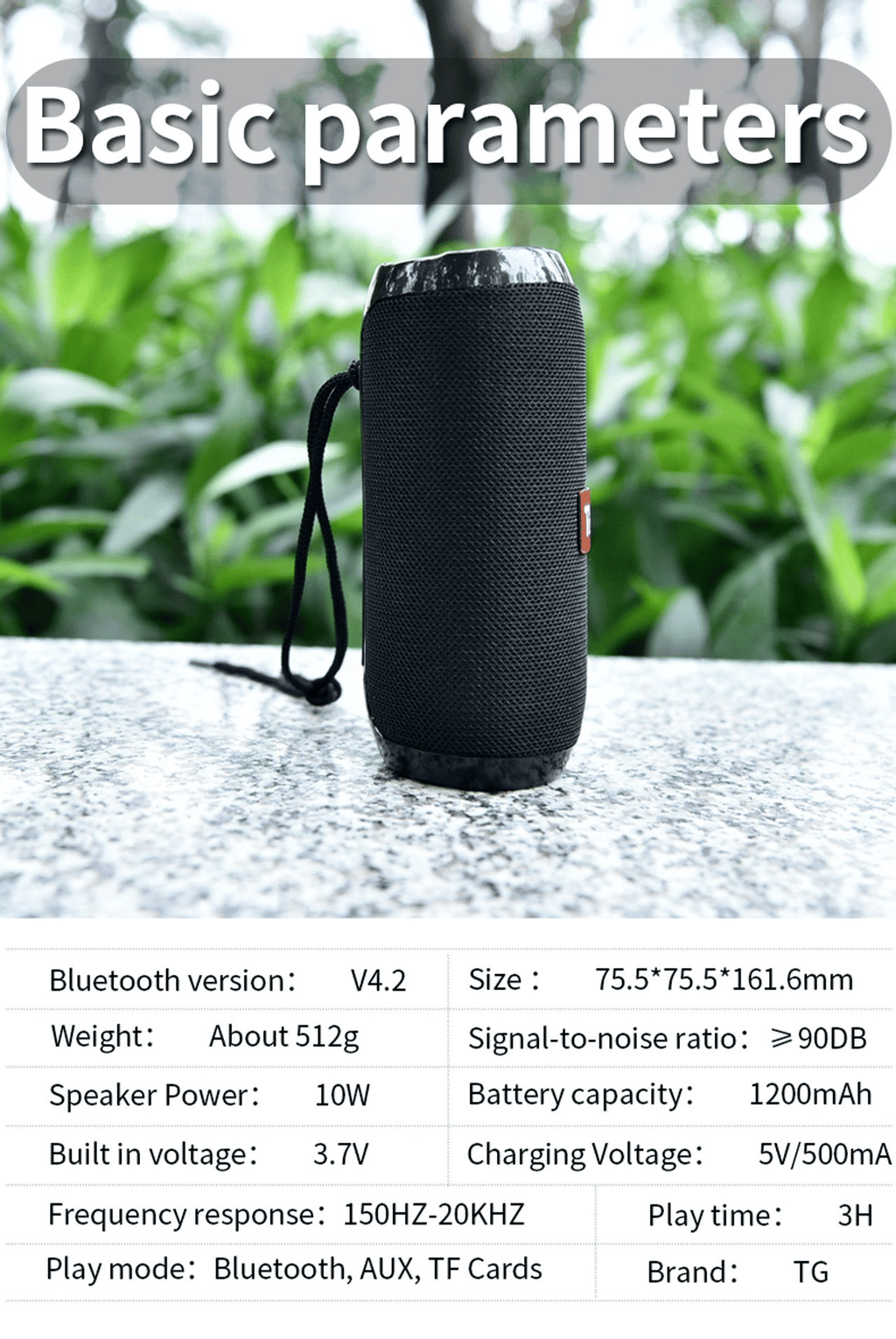 TG117 Portable Bluetooth Speaker Hi-Fi Wireless Loudspeaker with USB/TF Card Support