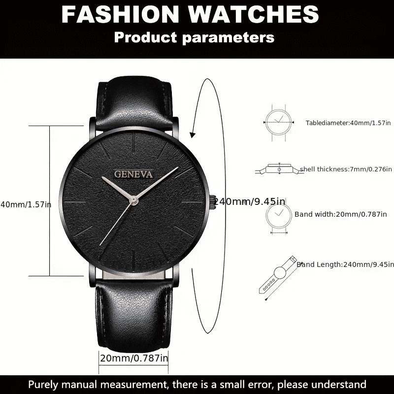 Luxury 4-Piece Men's Fashion Sports Quartz Watch Set Brown Leather Bracelet