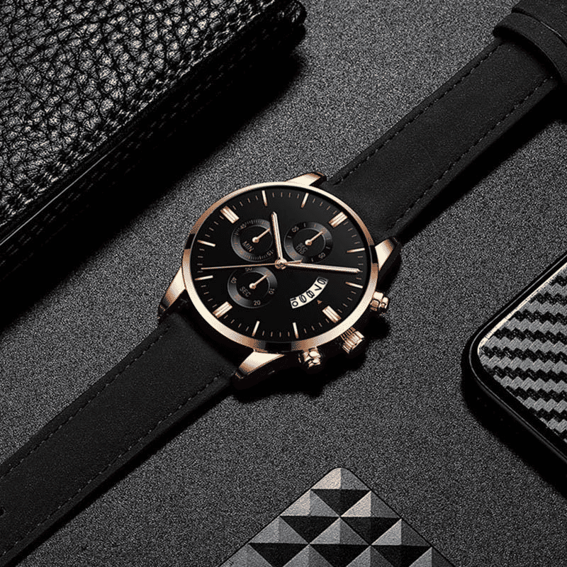 Elegant 2-Piece Men's Quartz Watch Set with Calendar & Alloy Bracelet