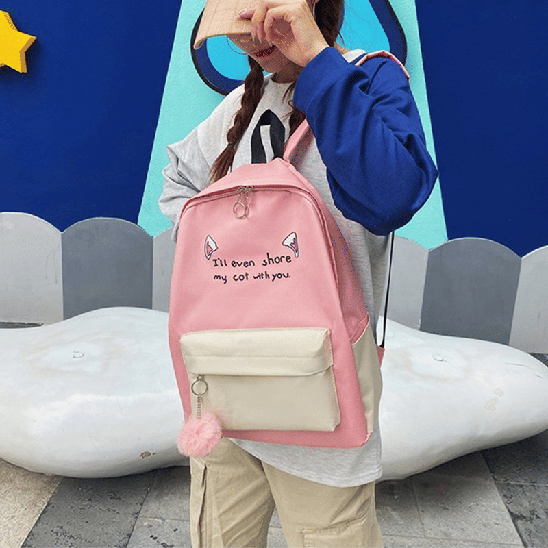 Stylish 4-Piece Nylon Handbag Set: Backpack, Tote, Crossbody, Clutch, Wallet