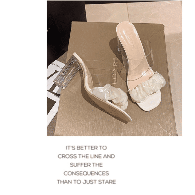 Elegant Transparent Block Heel Sandals for Women - Stylish Dress Wedding Shoes