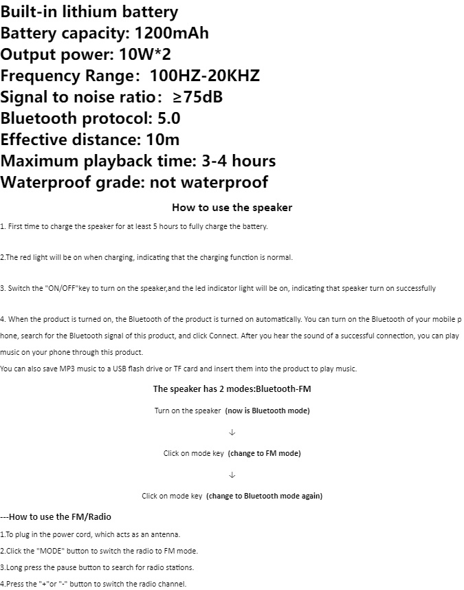 Premium Portable Bluetooth Sound Bar Speaker: Wireless Stereo System, Multi-Input Audio