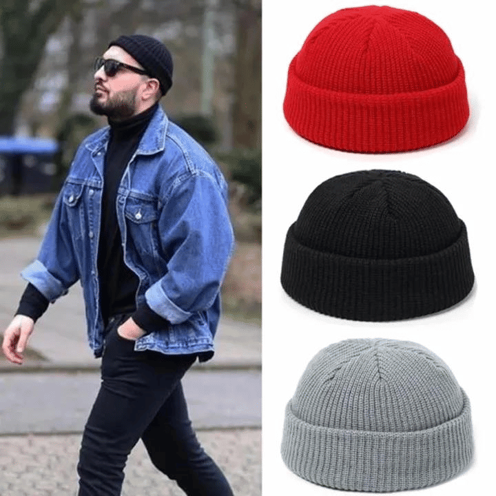 Unisex Fashion Hip Hop Skullcap Beanie, Warm Brimless Knit Melon Cap for Men & Women