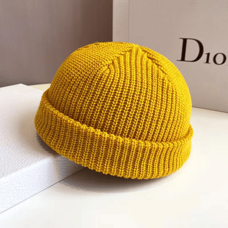 Premium Solid Color Knitted Beanie Hat - Warm, Stylish, Brimless Skullcap