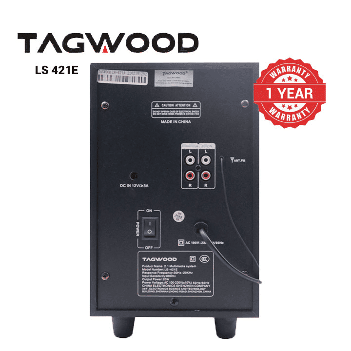 TAGWOOD LS-421E 2.1CH 6000W PMPO Home Audio Speaker System Bluetooth FM USB Powerful Bass