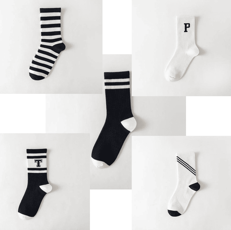 SXCHEN Unisex 5 Pairs Athletic Mid-Calf Socks - Trendy Sport & Casual
