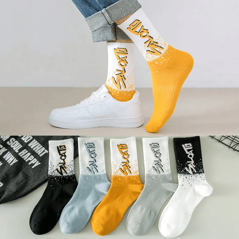 SXCHEN Men's Mid-Calf Athletic Socks: Trendy 5-Pack Cotton Blend Sports