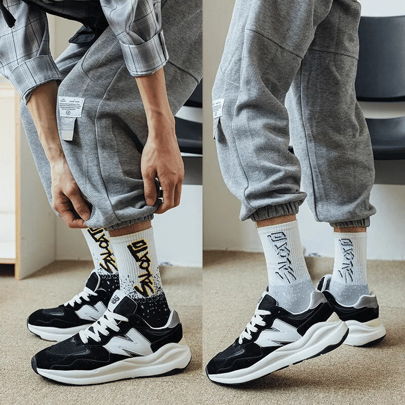 SXCHEN Men's Mid-Calf Athletic Socks: Trendy 5-Pack Cotton Blend Sports