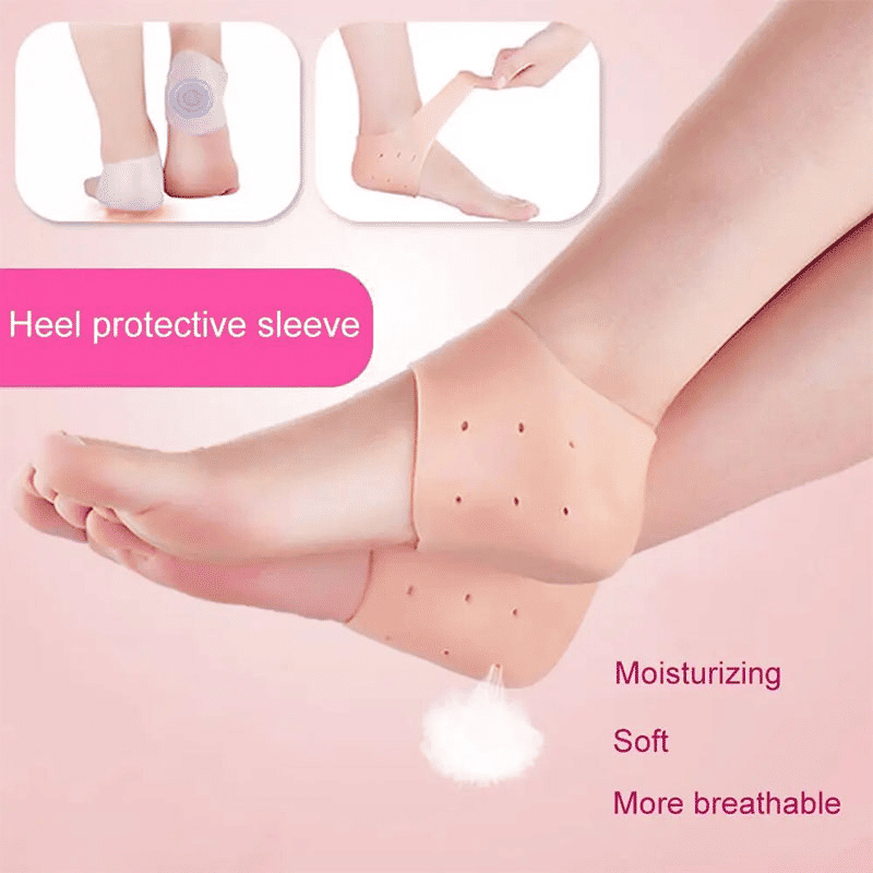 SXCHEN 2 Pairs Silicone Heel Protectors for Dry Cracked Heels & Pain Relief
