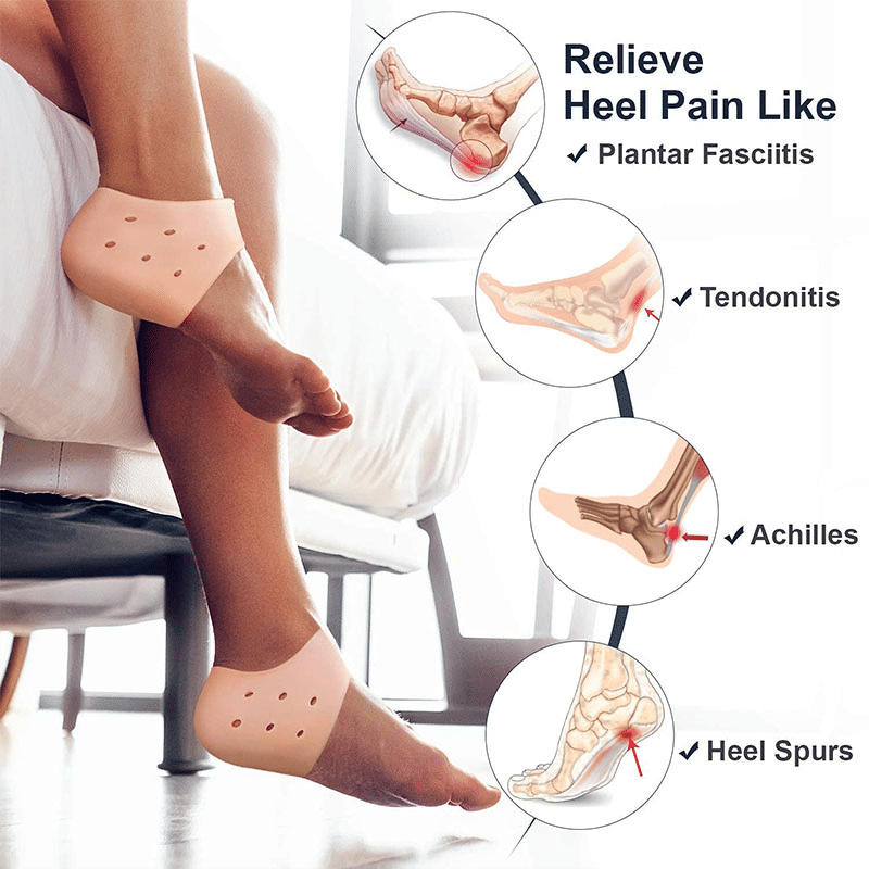 SXCHEN 2 Pairs Silicone Heel Protectors for Dry Cracked Heels & Pain Relief