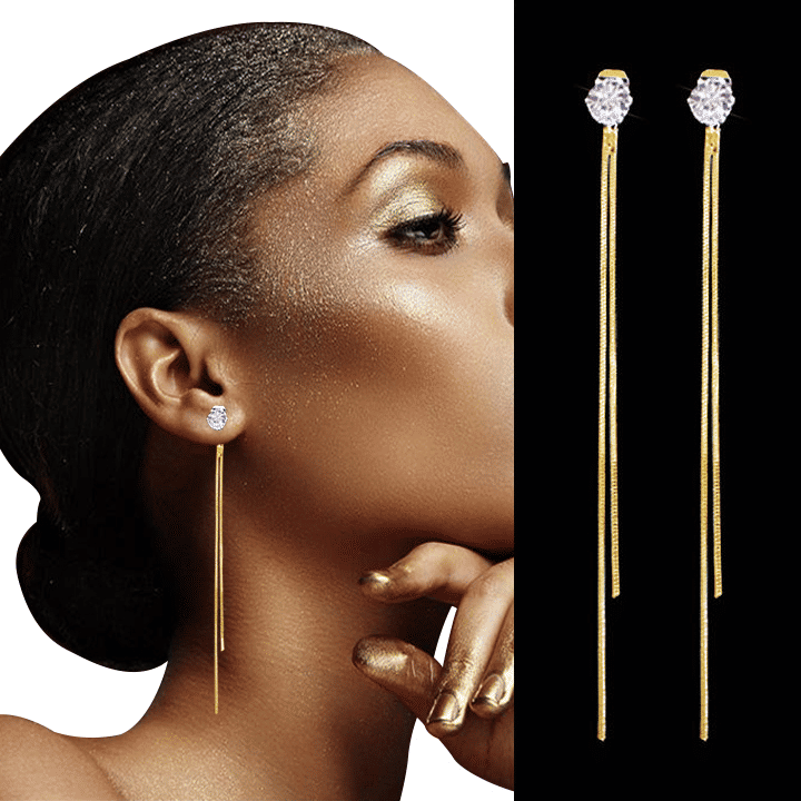 Sparkling Long Crystal Tassel Dangle Earrings for Women - Elegant Wedding & Gift Jewelry