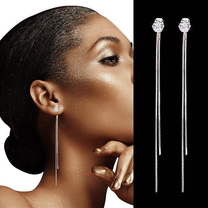 Elegant Long Crystal Tassel Dangle Earrings for Women: Wedding & Valentine's Jewelry