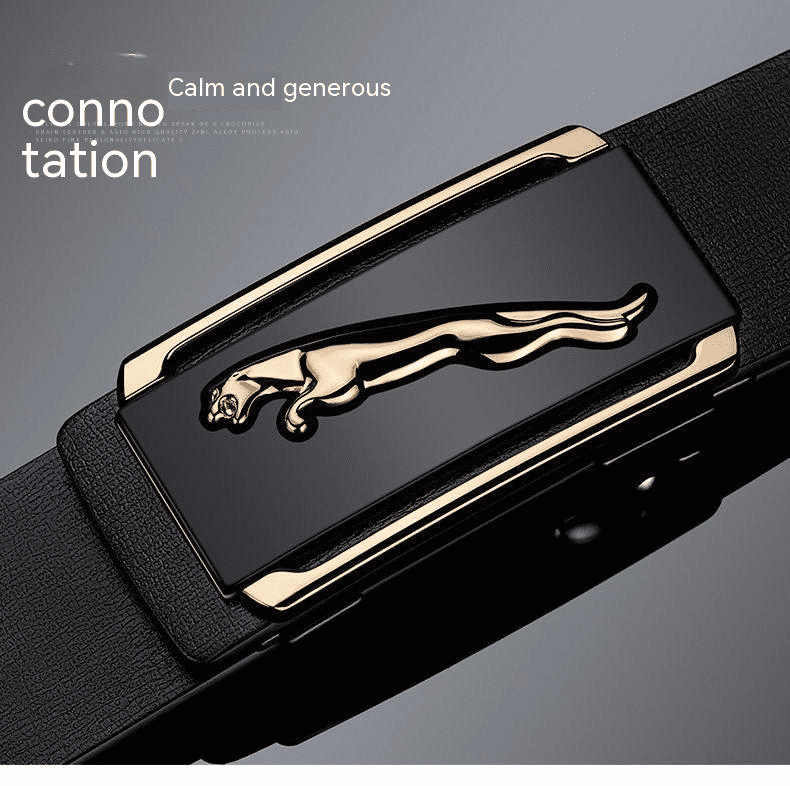 Premium Genuine Cowskin Leather Men's Belt Automatic Alloy Buckle Business Style