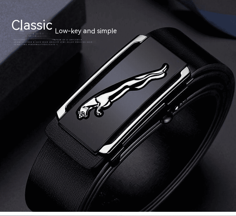 Premium Genuine Cowskin Leather Men's Belt Automatic Alloy Buckle Business Style
