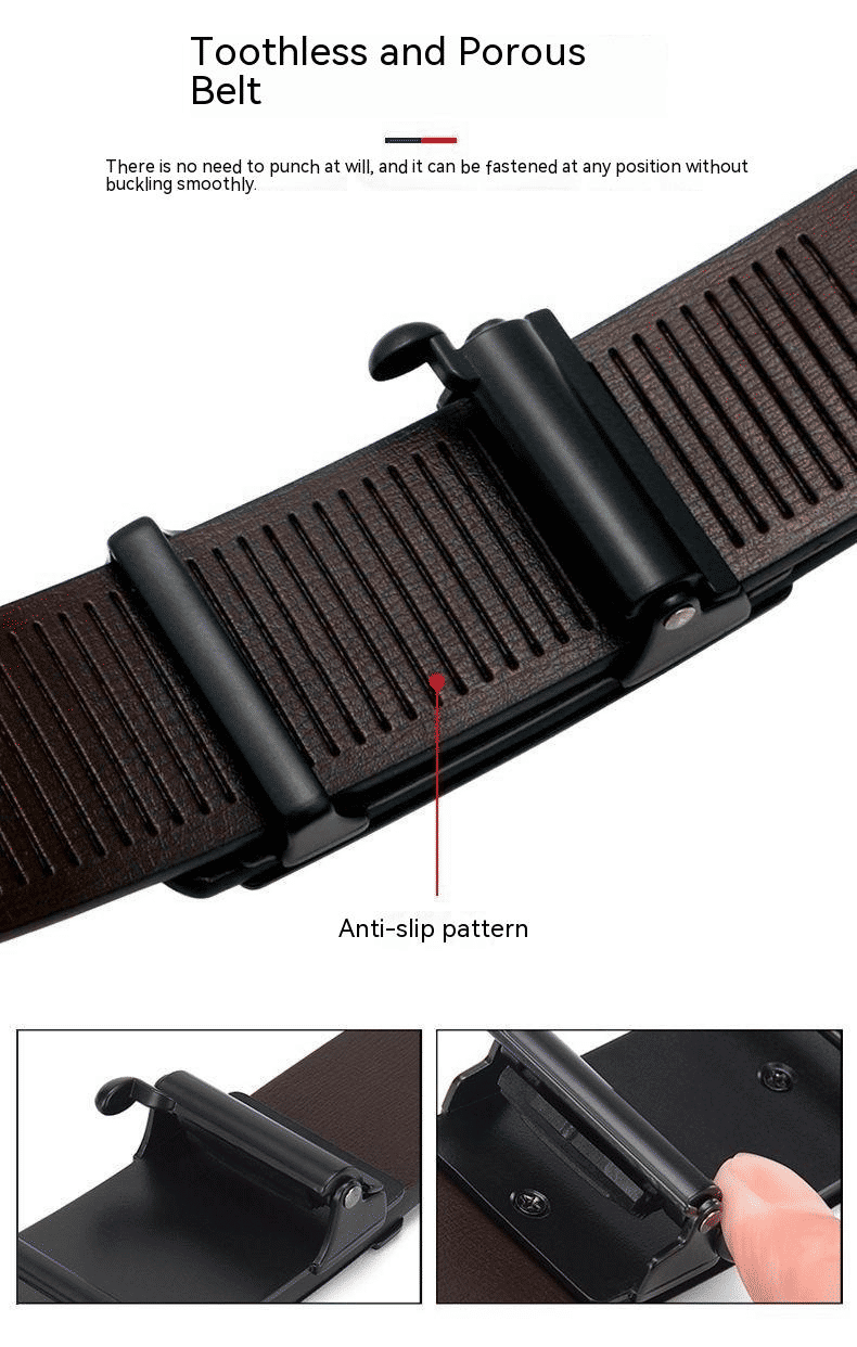 Premium Genuine Cowskin Leather Men's Belt Automatic Alloy Buckle Business Style