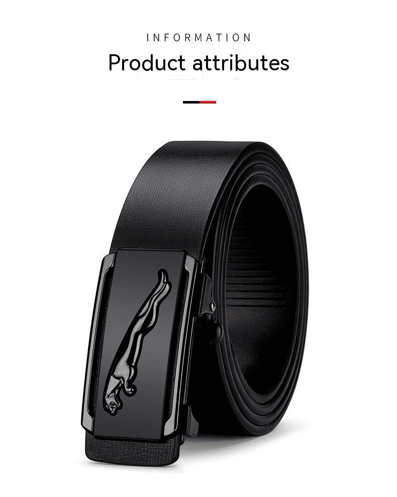 Premium Genuine Cowskin Leather Men's Belt Automatic Alloy Buckle Business Style