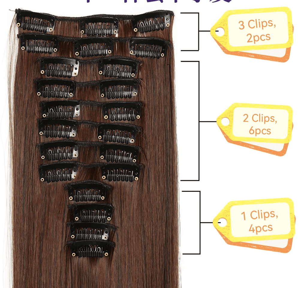 Fashion Africa 12pc Clip-In Body Wave Hair Extensions, 26-Inch Synthetic Fiber