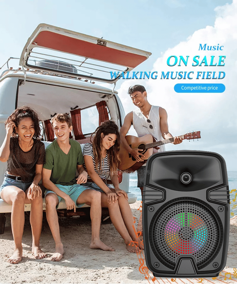 High-Power Portable Bluetooth Subwoofer Speaker with Trumpet Bass and RGB Lights