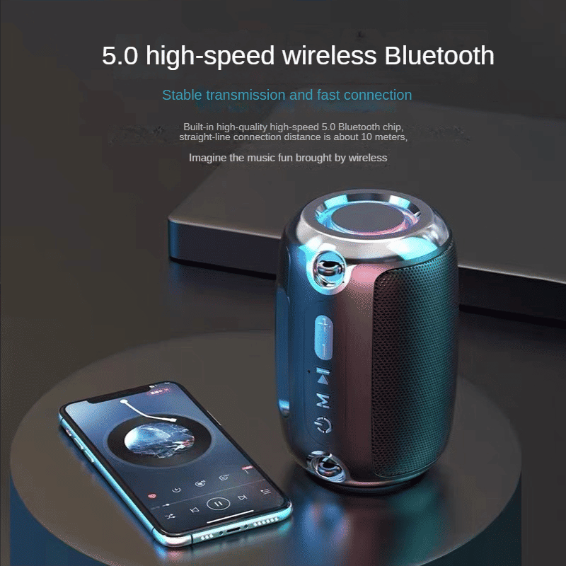 High-Power Portable Bluetooth Speaker: Surround Stereo, Subwoofer Bass, Plugin Card