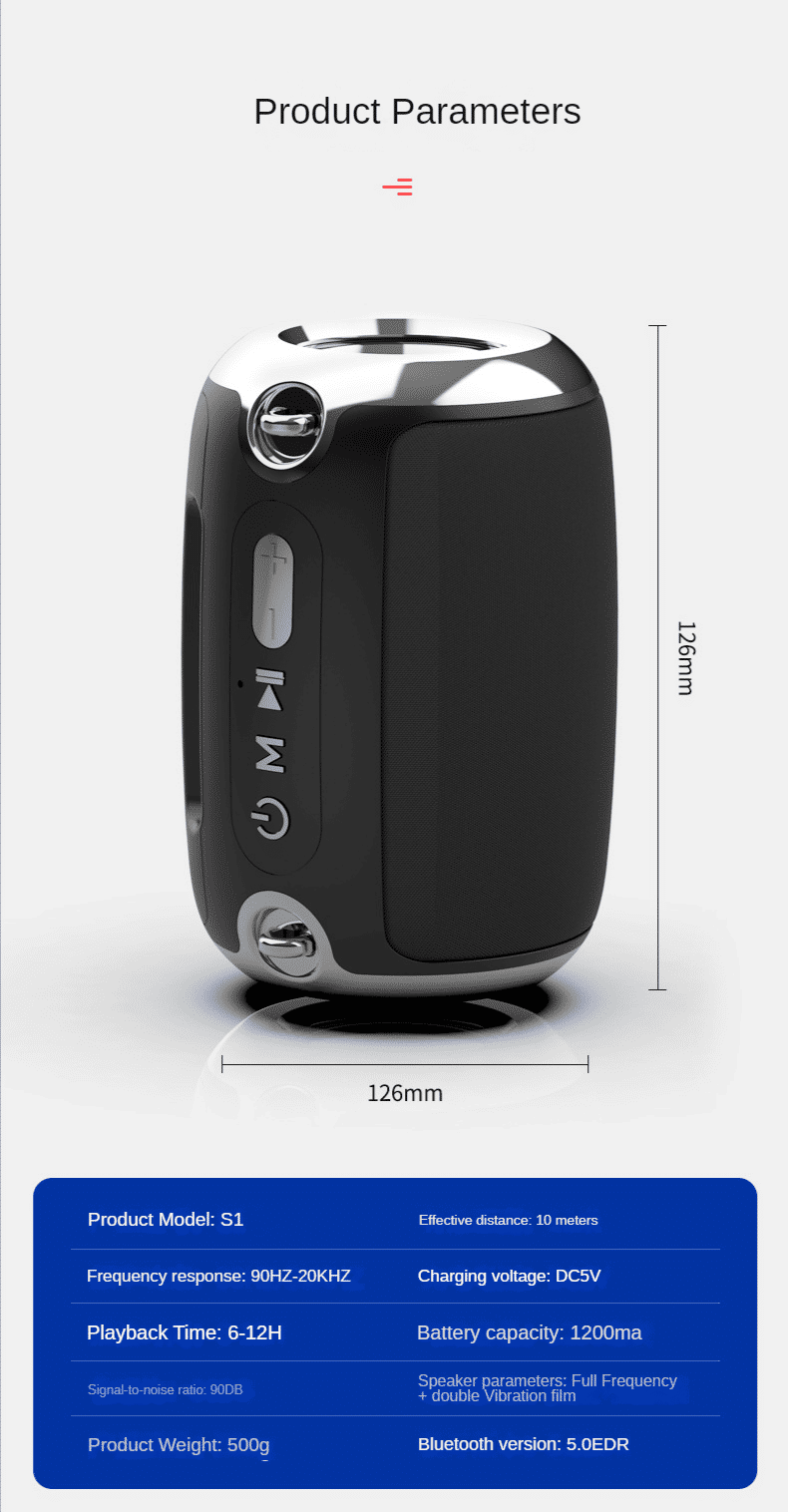 High-Power Portable Bluetooth Speaker: Surround Stereo, Subwoofer Bass, Plugin Card