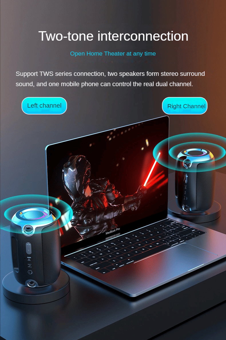 High-Power Portable Bluetooth Speaker: Surround Stereo, Subwoofer Bass, Plugin Card