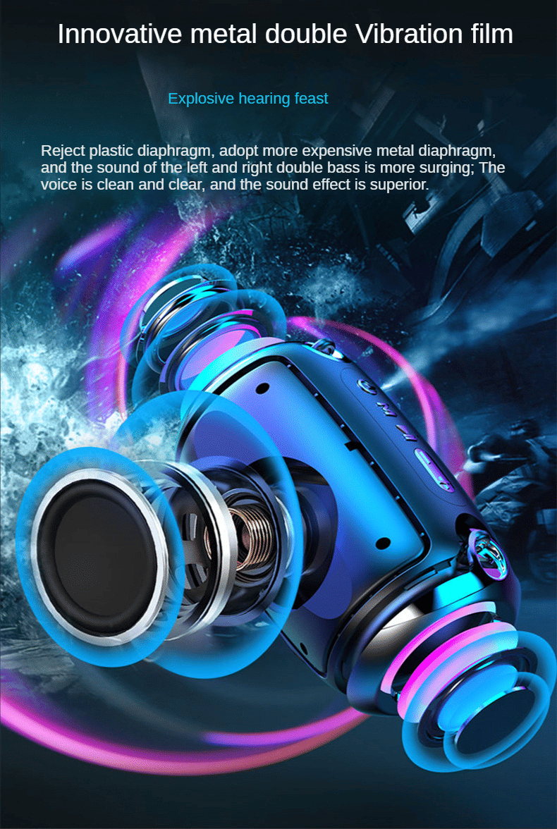 High-Power Portable Bluetooth Speaker: Surround Stereo, Subwoofer Bass, Plugin Card