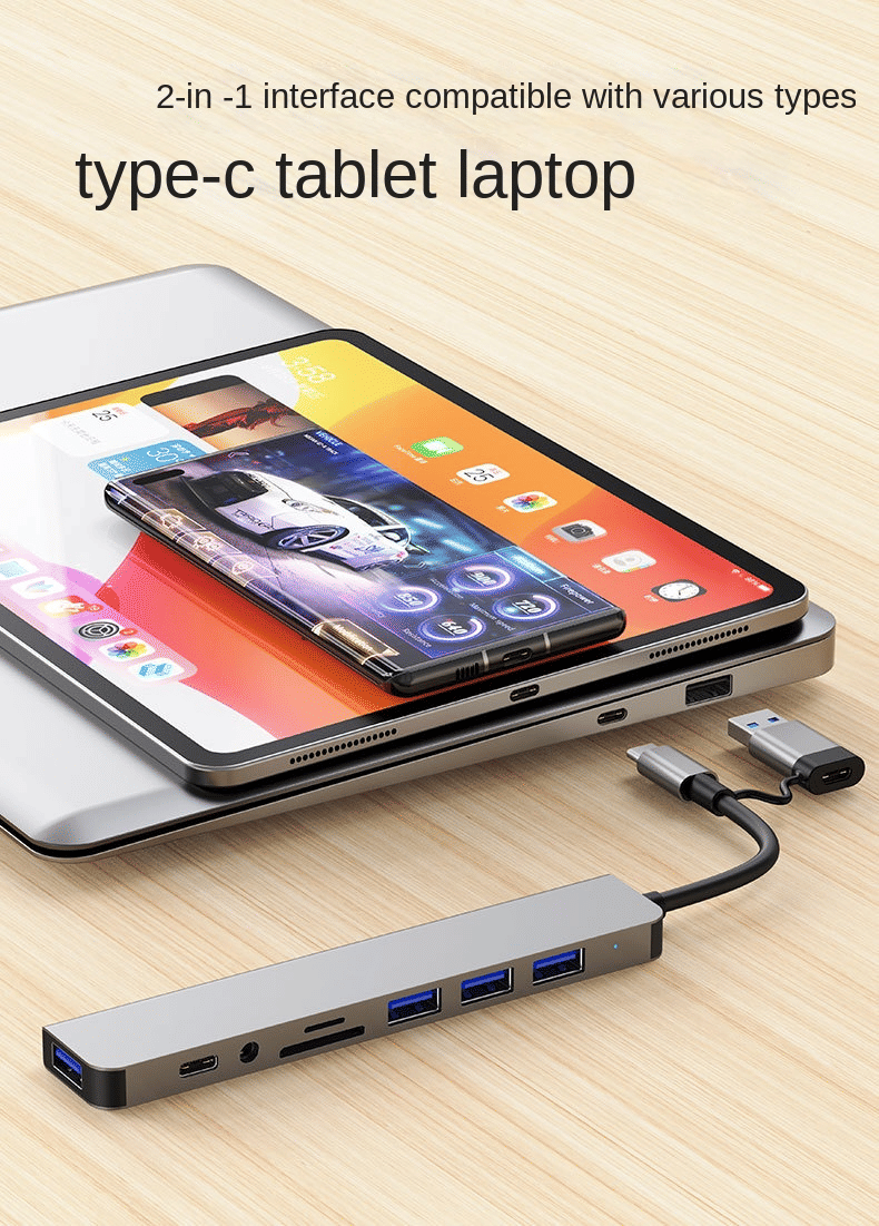 8-in-1 USB C Hub: Fast Charge, SD/TF, Audio, Thunderbolt 3 Dock for MacBook Pro