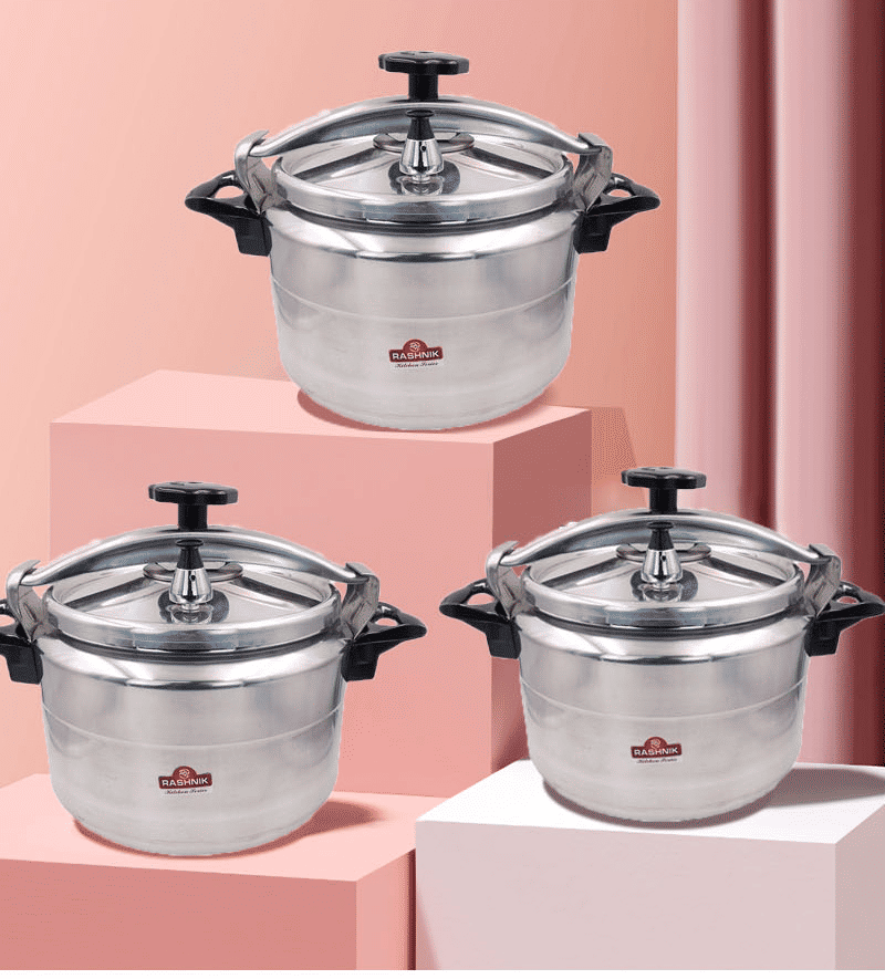 RASHNIK Versatile Aluminum Pressure Cooker & Rice Cooker, Multiple Sizes 5-11L