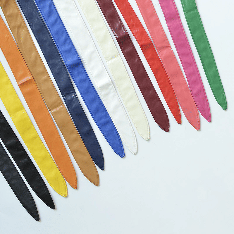 Women's Chic Versatile Black Faux Leather Tie-Wrap Waist Belt for Dresses