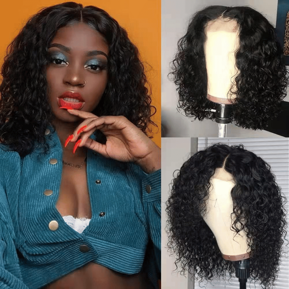 Premium Synthetic Small Curly Black Wig for Women, Natural Look Short Hair