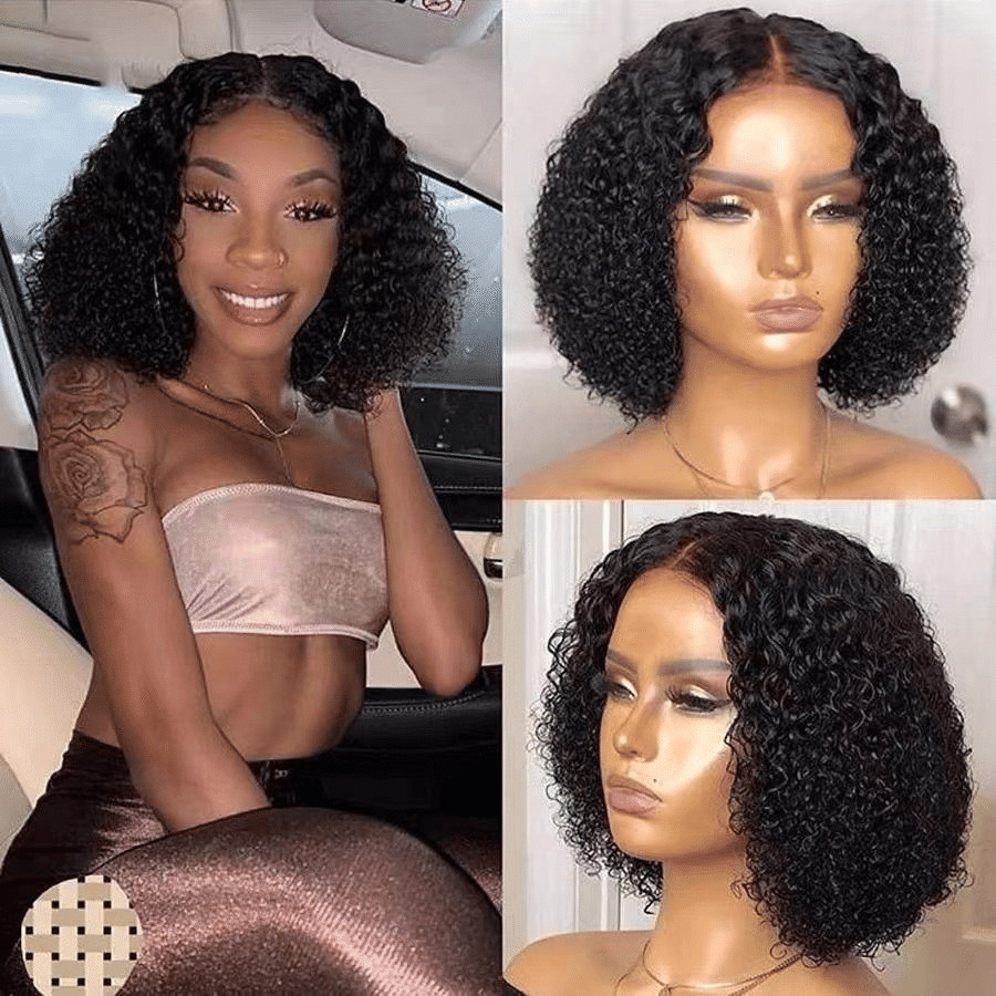 Premium Synthetic Small Curly Black Wig for Women, Natural Look Short Hair