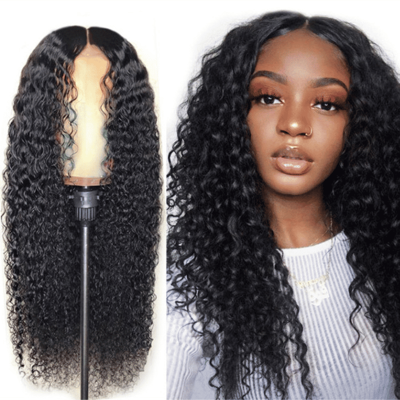 Luxurious 26-inch Long Curly Black Wig for Women - Fashionable Synthetic Hair