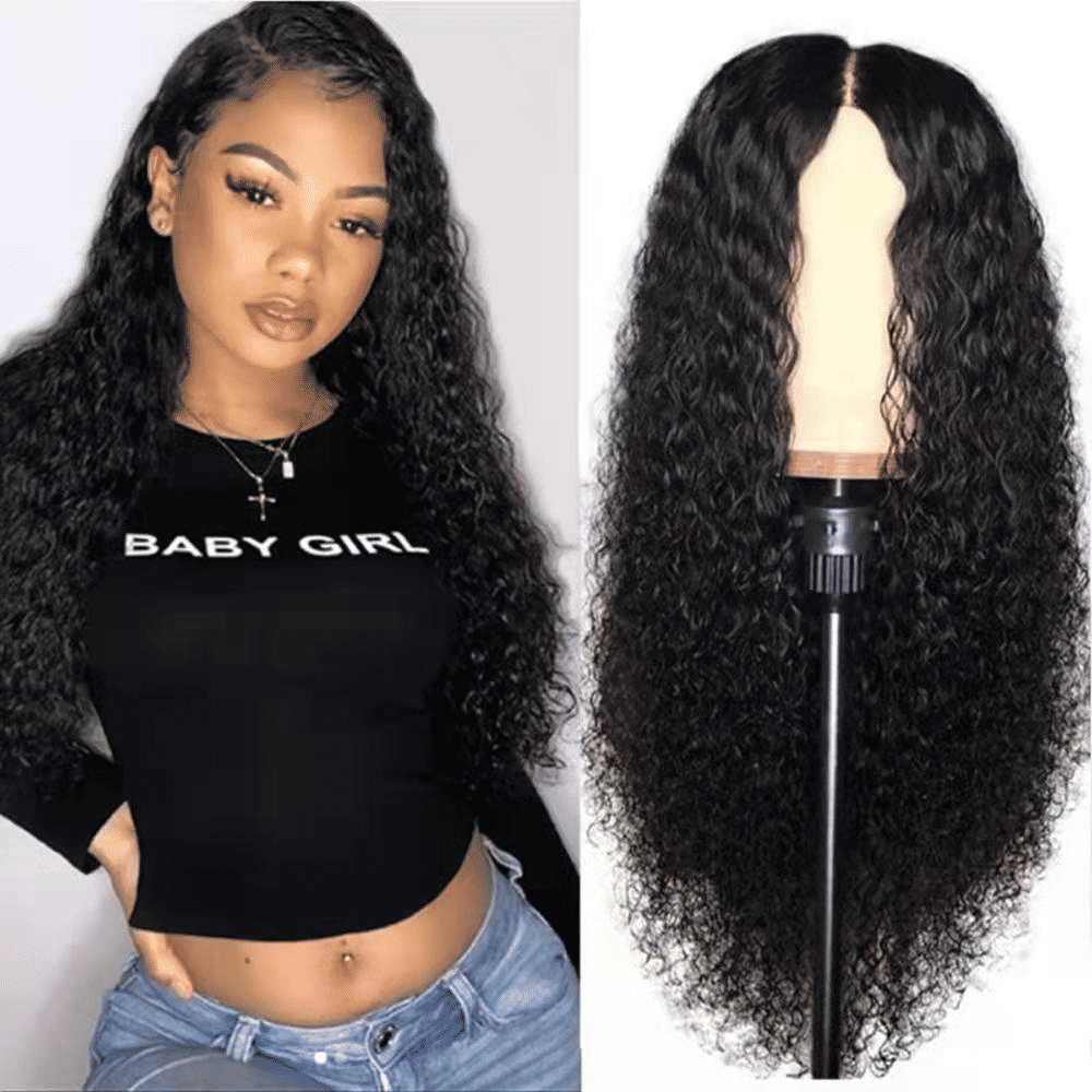 Luxurious 26-inch Long Curly Black Wig for Women - Fashionable Synthetic Hair