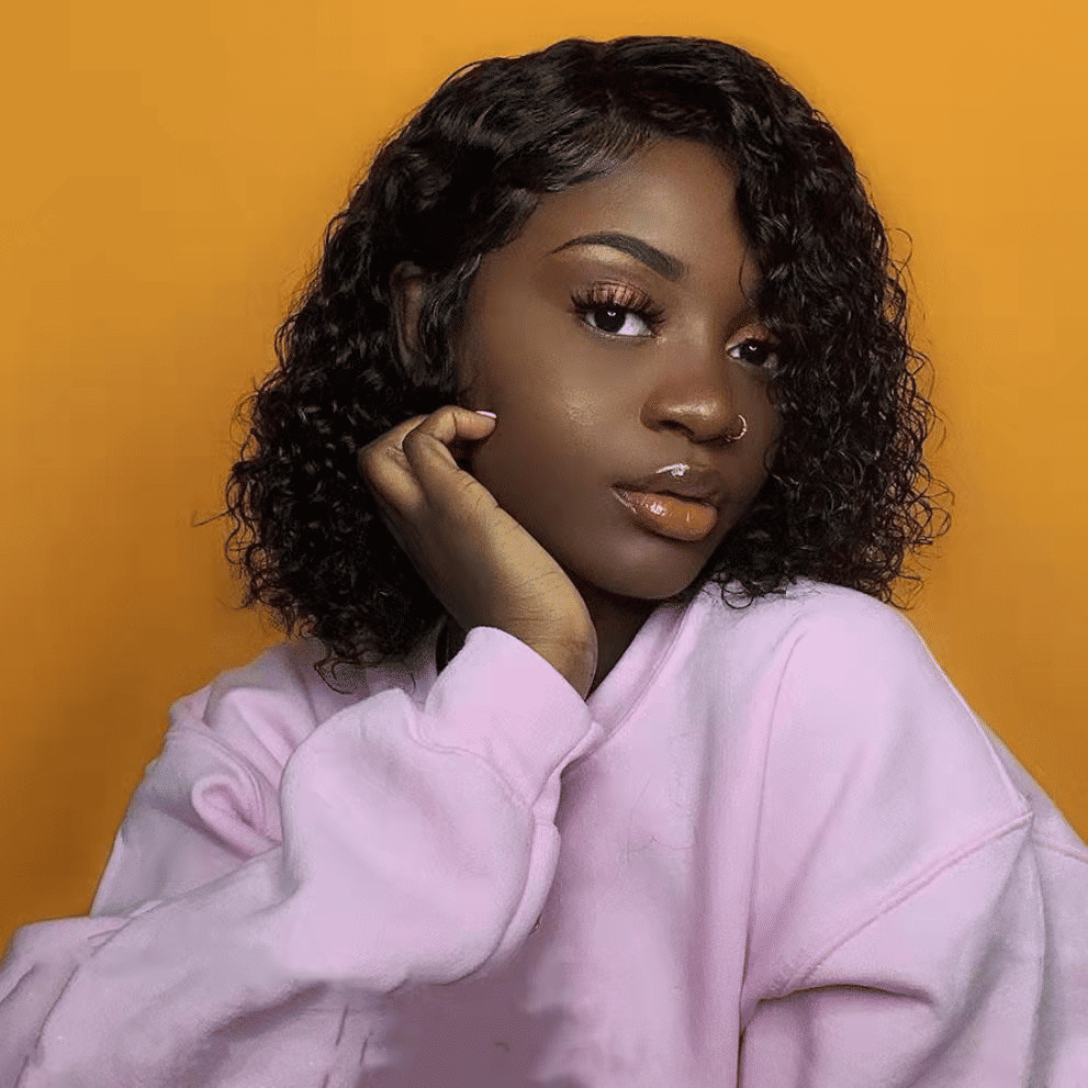 African Tidal Wave Curly Short Black Water Ripples Fashion Wig for Women