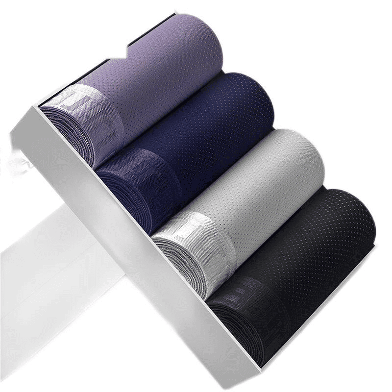 4-Pack Men's Ice Silk Boxer Briefs - Breathable Mesh Summer Underwear