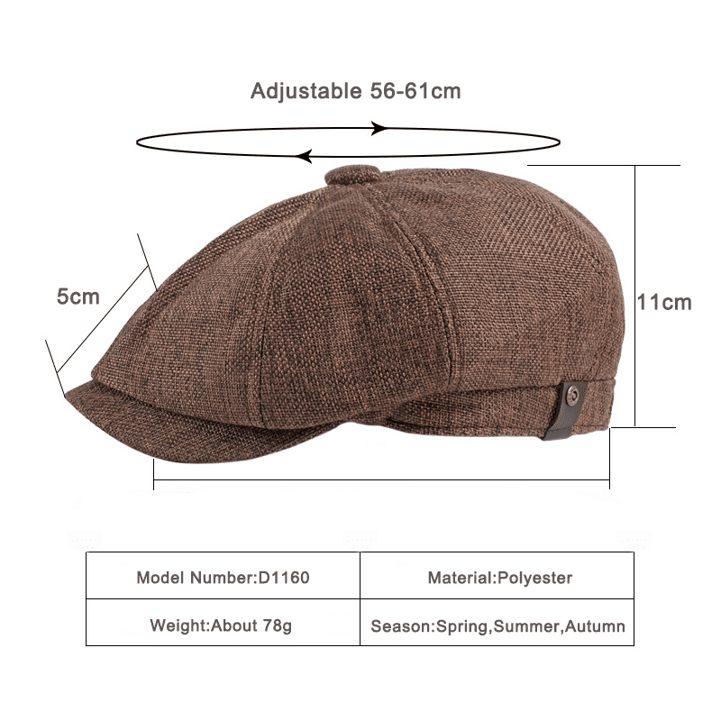 Men's Retro Octagonal Newsboy Cap British Painter Herringbone Flat Hip-Hop Beret