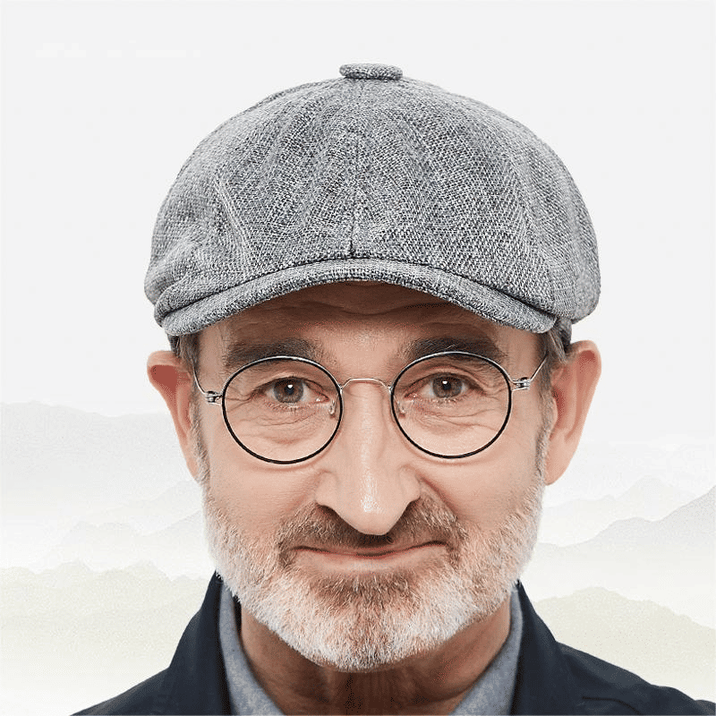 Men's Retro Octagonal Newsboy Cap British Painter Herringbone Flat Hip-Hop Beret