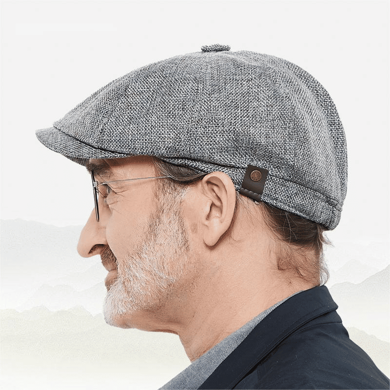 Men's Retro Octagonal Newsboy Cap British Painter Herringbone Flat Hip-Hop Beret