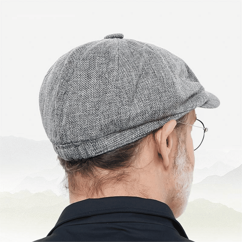 Men's Retro Octagonal Newsboy Cap British Painter Herringbone Flat Hip-Hop Beret