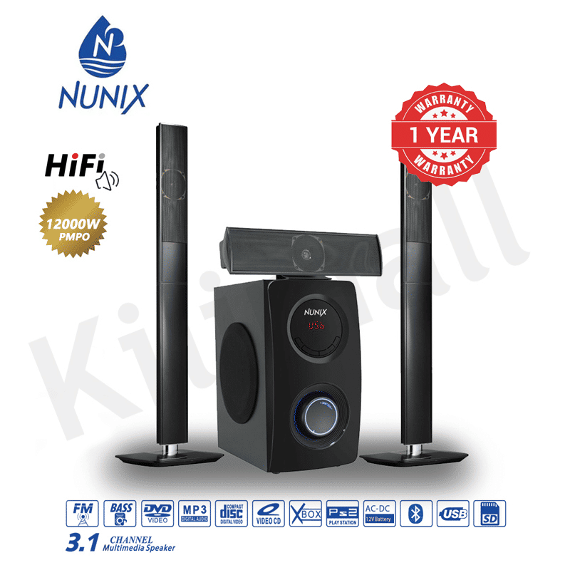 Nunix M7 3.1ch Bluetooth Home Theater System, 12000W Powerful AC/DC Multimedia Speakers