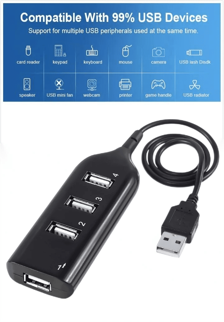 PAFEL 4-Port USB 2.0 Hub Splitter for Desktop Laptop Connectivity
