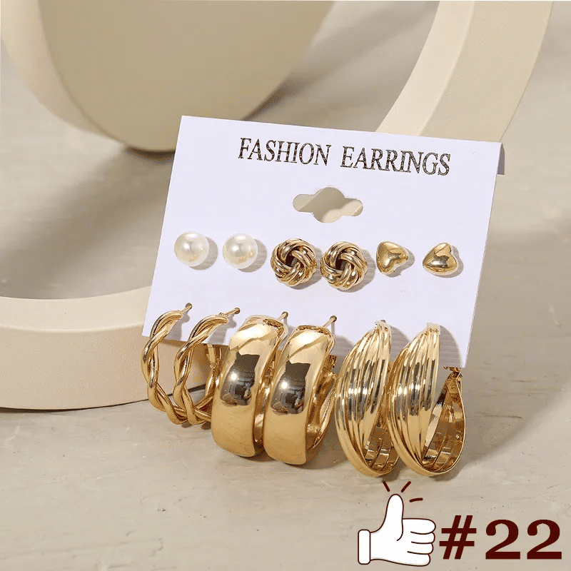 Elegant Vintage Pearl Gold Tone Dangle Earrings Set Fashion Jewelry