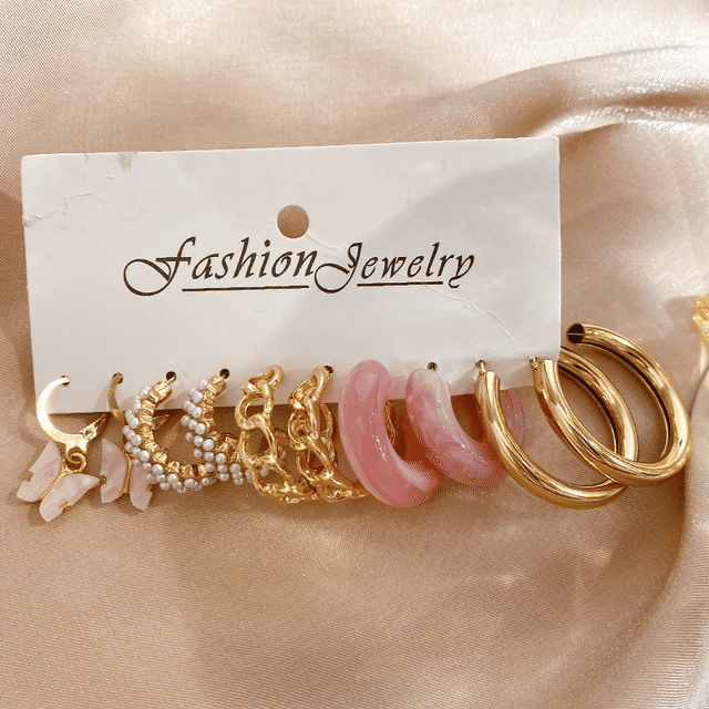 Elegant Vintage Pearl Gold Tone Dangle Earrings Set Fashion Jewelry