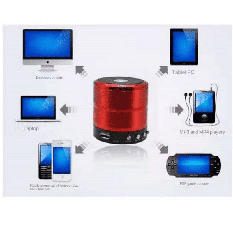 Portable Metallic Mini Bluetooth Speaker, Wireless Hands-Free, USB, FM Radio