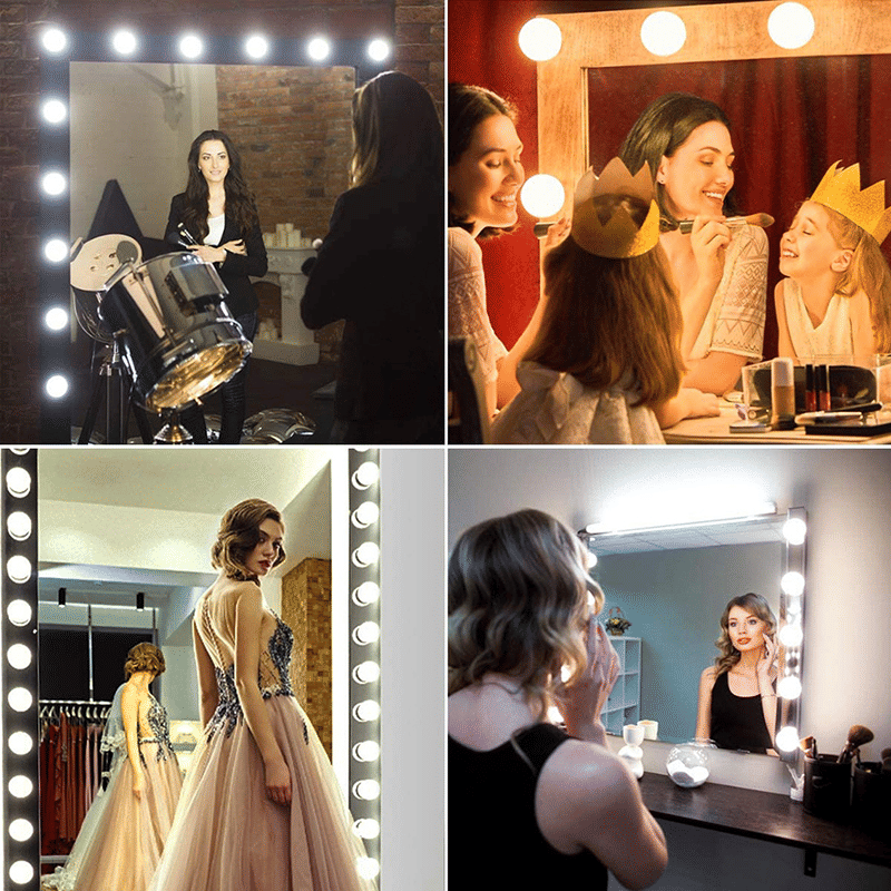 Adjustable 10 LED Vanity Mirror Lights: 3-Color USB Dressing Table Fill Light