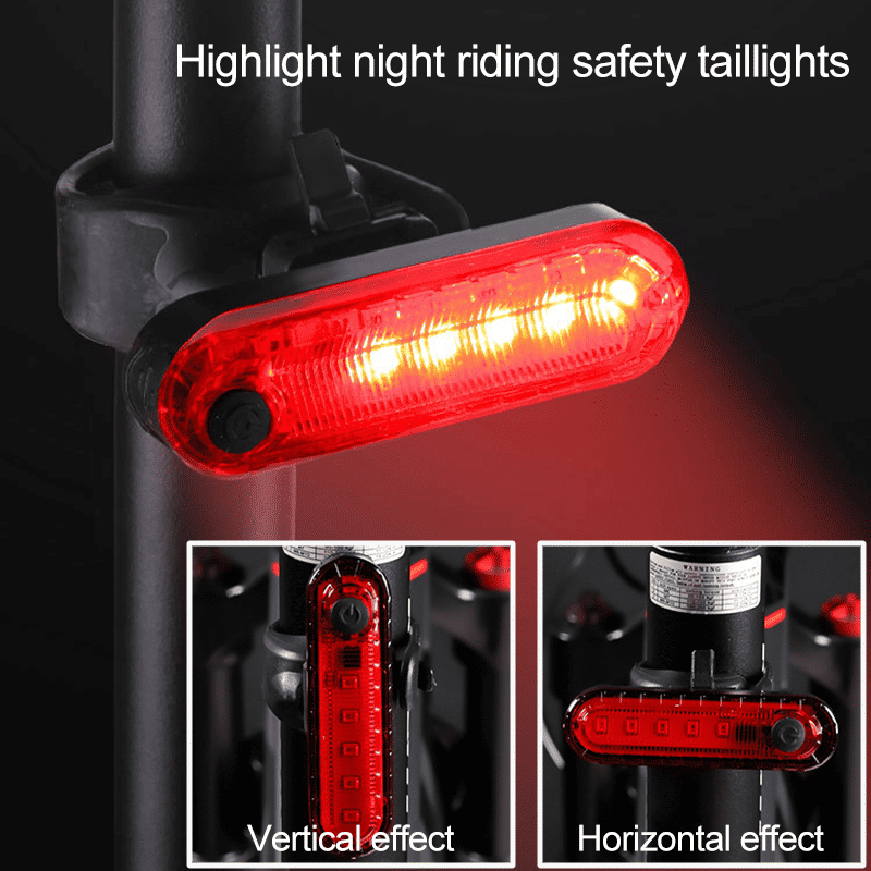 USB Rechargeable Bicycle Headlight Taillight Set - Waterproof LED Cycling Safety Light