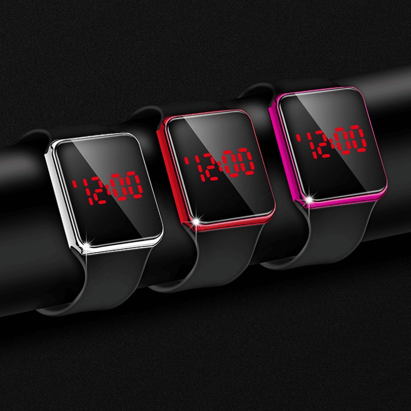 Modern Square LED Digital Sport Watch for Men Women, Luminous Electronic Wristwatch