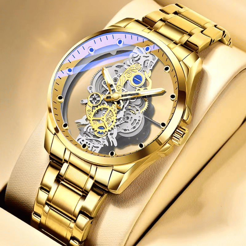 TIGERAO Luxury Automatic Mechanical Men's Watch, Transparent Hollow, Waterproof, Luminous
